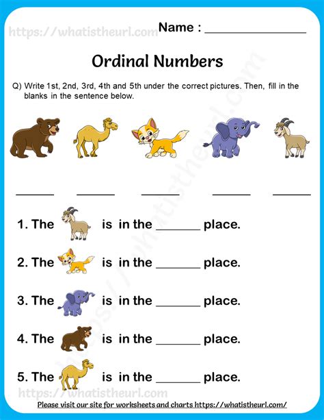 Ordinal numbers worksheets .